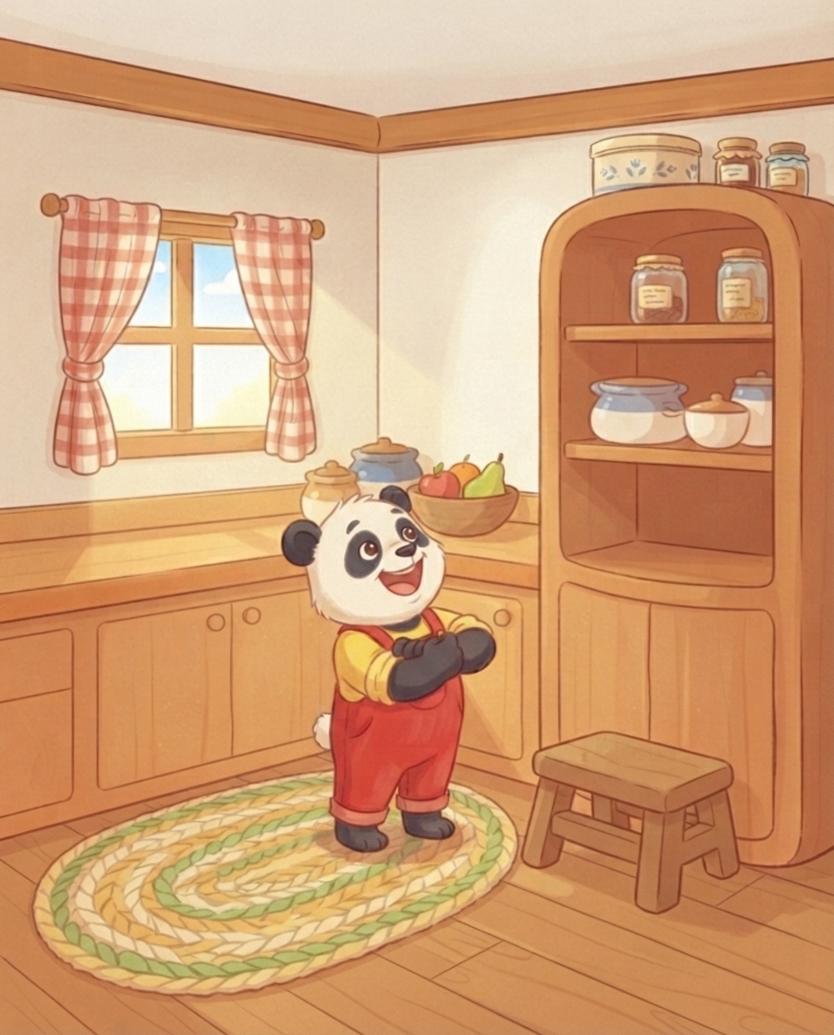 Pip stroopt zijn mouwen op in de zonnige keuken en kijkt omhoog naar twee vreemde potjes op de bovenste plank.
